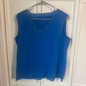 Coldwater Creek Royal Blue Lace Trim Top